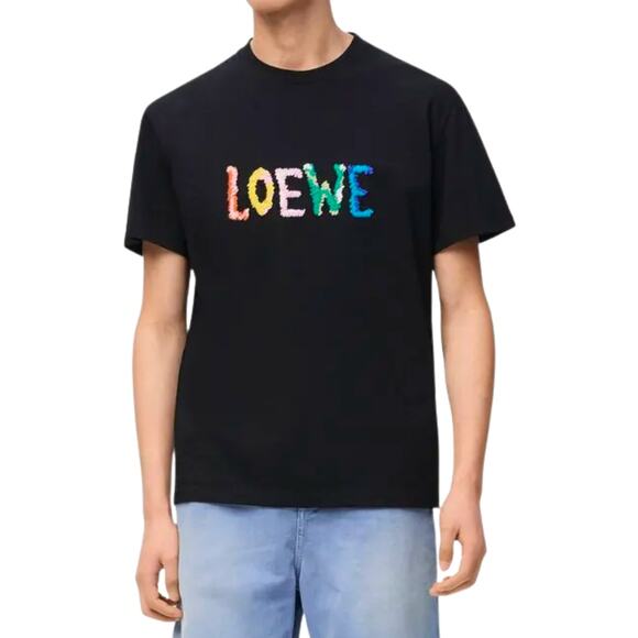 Loewe Other - Loewe Shirt Mens Medium Black Embroidered Logo T-Shirt Midweight Cotton Designer
